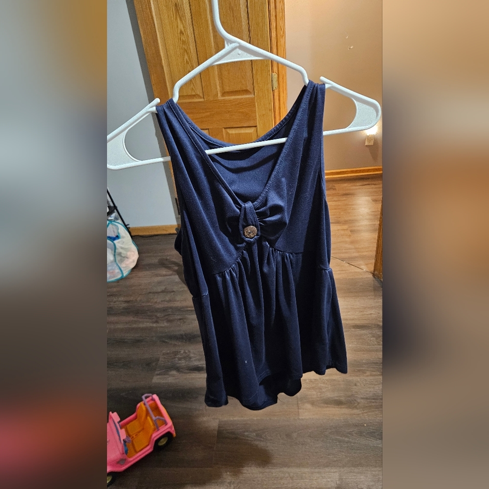 SHEIN Dark Blue Knot Detail Tank Top